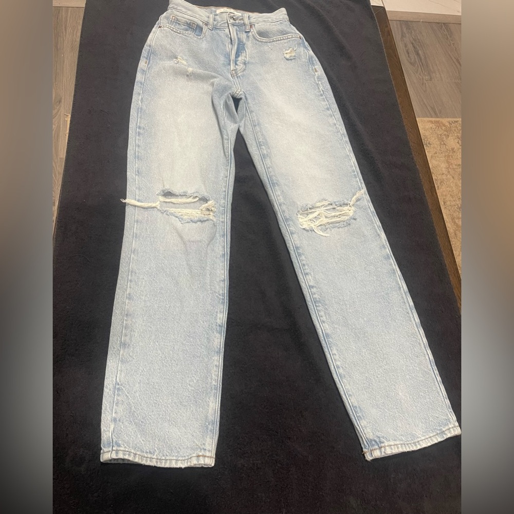 Pacsun Distressed Button Fly Dad/Jeans Size 23 Ligh blue